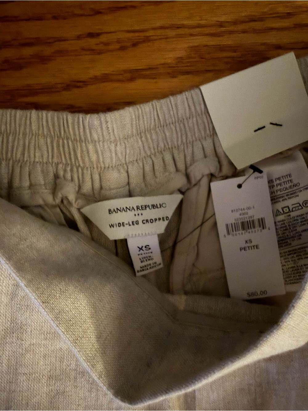 Banana Republic Light Beige Linen Blend Wide-Leg Cropped Pants - Picture 2 of 2